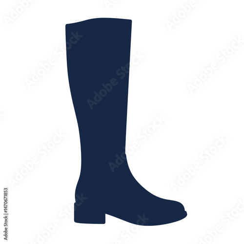 Elegant Knee-high Flat Boots Silhouette Icon, Vector Style, Fashion Footwear Concept, for E-commerce, Catalogs, Fashion Blogs, UI Design