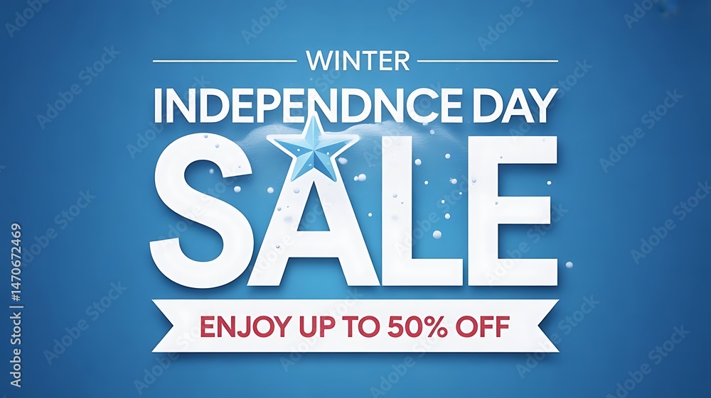 Fototapeta premium winter sale banner on a solid blue background Independence Day SALE created with generative ai