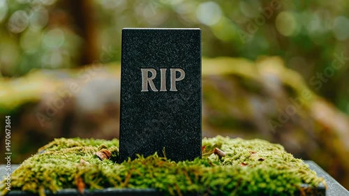 Epitaph's Echo: A poignant monument stands as a testament to life's fleeting nature, etched with the poignant acronym 