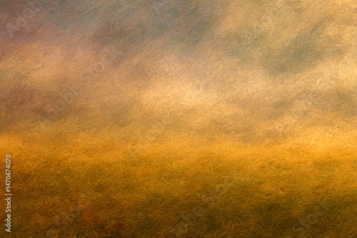 Wallpaper Mural Golden Field Under the Sky: An evocative landscape displays a rich, textured field under an expansive sky with soft hues of orange, gold, and hints of blue. Torontodigital.ca