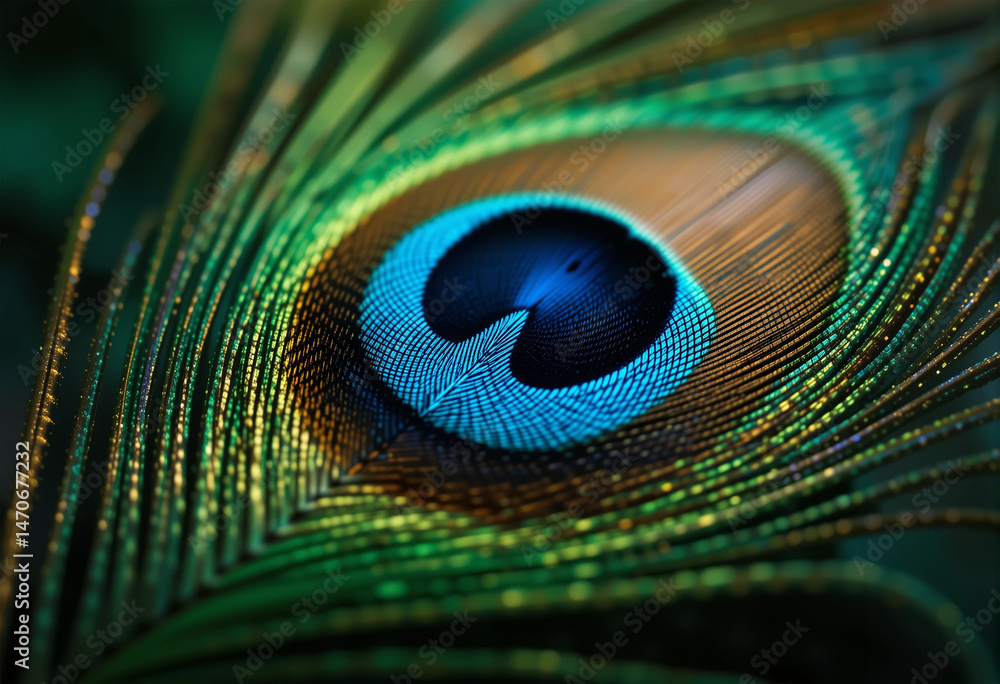 Fototapeta premium Vibrant Peacock Feather with Rich Blue and Green Colors