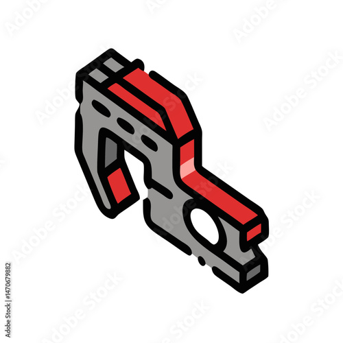 Measuring caliper icon, modern style, red and grey colors, precision tool design, copy space