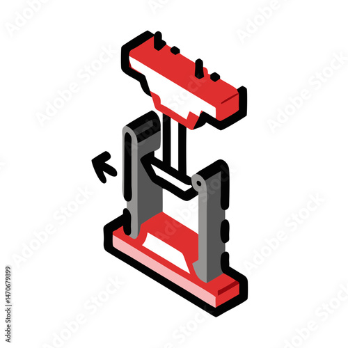 Hydraulic press icon, modern style, red and grey colors, industrial equipment design, copy space - 2