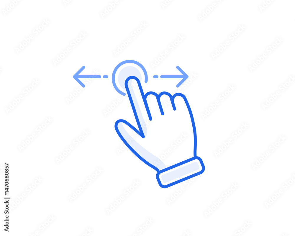 Obraz premium horizontal scroll icon blue outline vector gesture for gui interaction