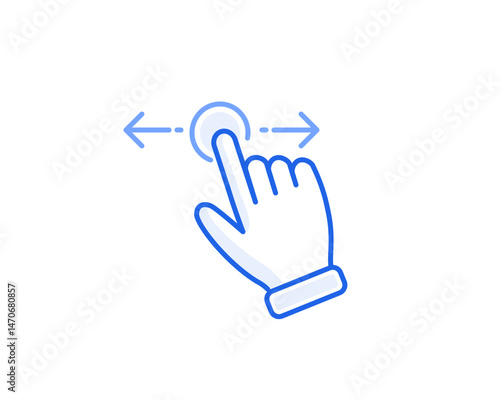 horizontal scroll icon blue outline vector gesture for gui interaction