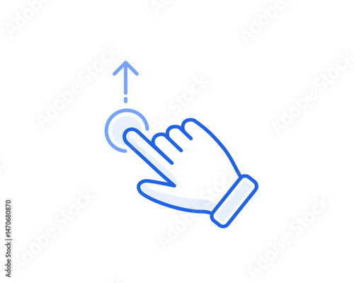 swipe up icon blue outline vector gesture for gui interaction