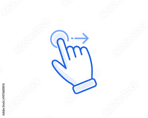 swipe right icon blue outline vector gesture for gui interaction
