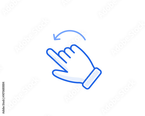 flick left icon blue outline vector gesture for gui ux interaction