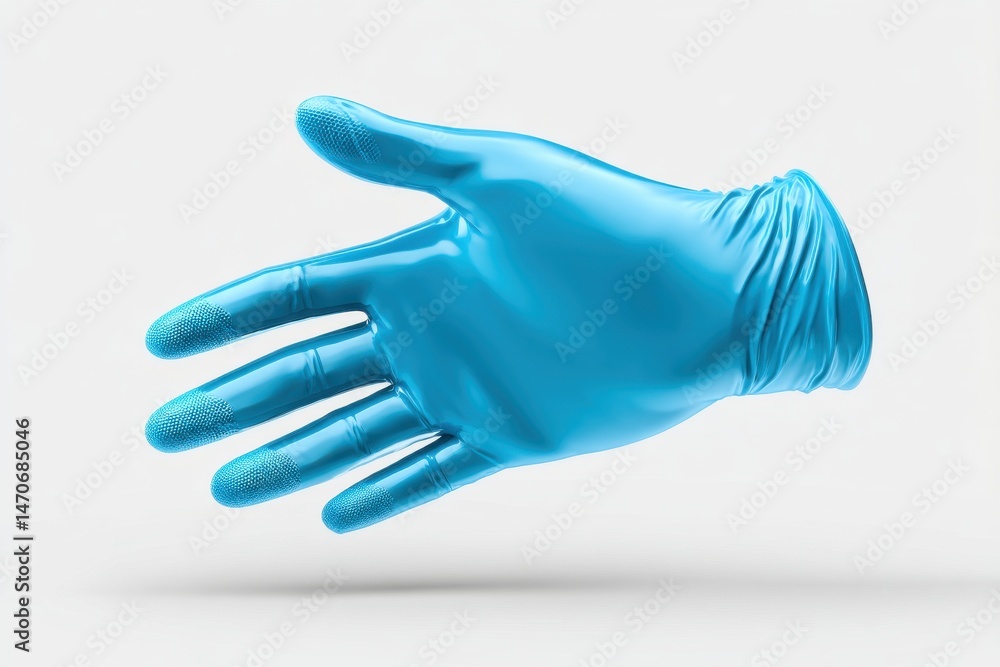 A blue medical glove on a white background offers protection against contamination and is ideal for medical, healthcare, and safety applications. A blue medical glove on a white background offers protection against contamination and is ideal for medical, healthcare, and safety applications.