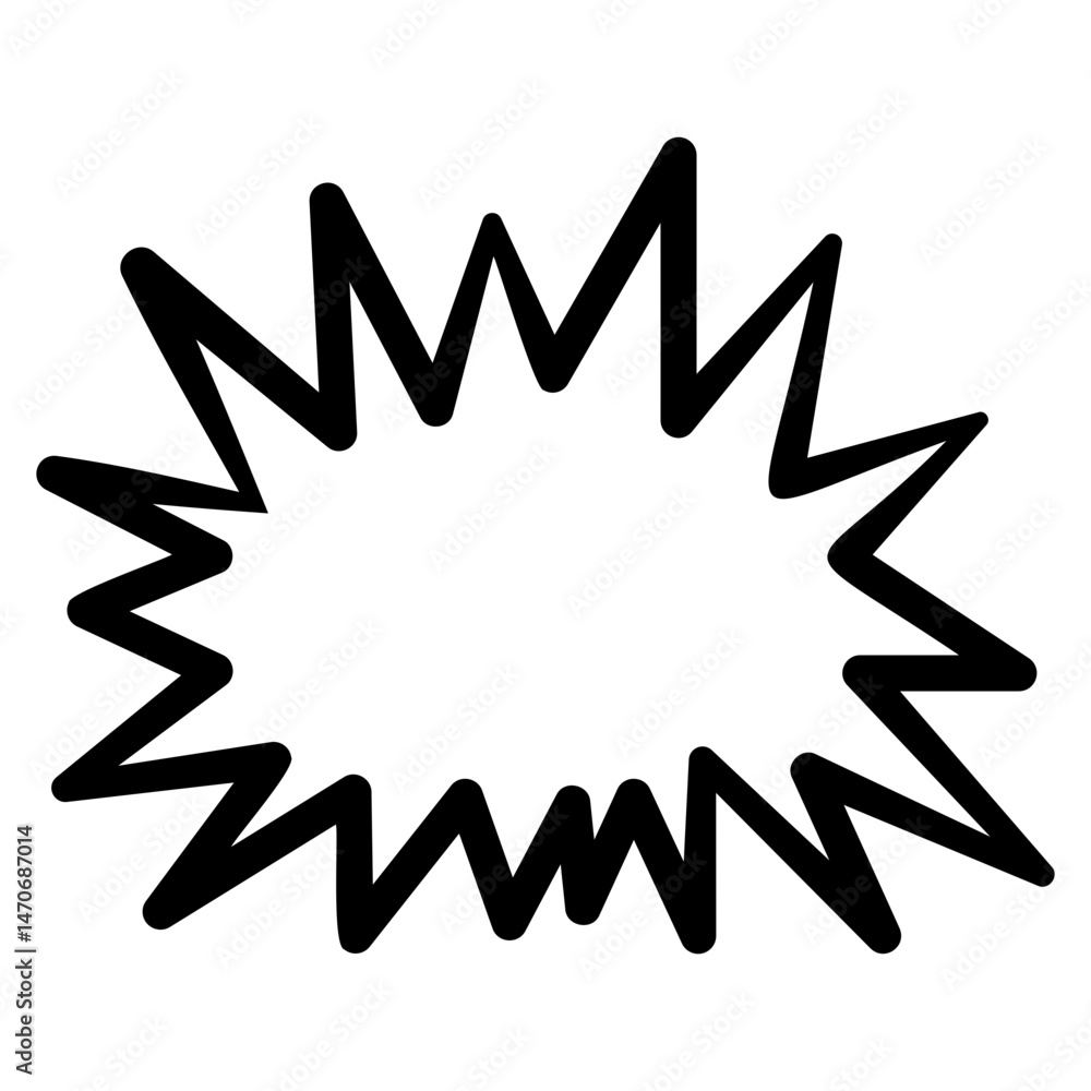 Fototapeta premium Handdrawn doodle of burst style chat bubble great for shouting or strong expression
