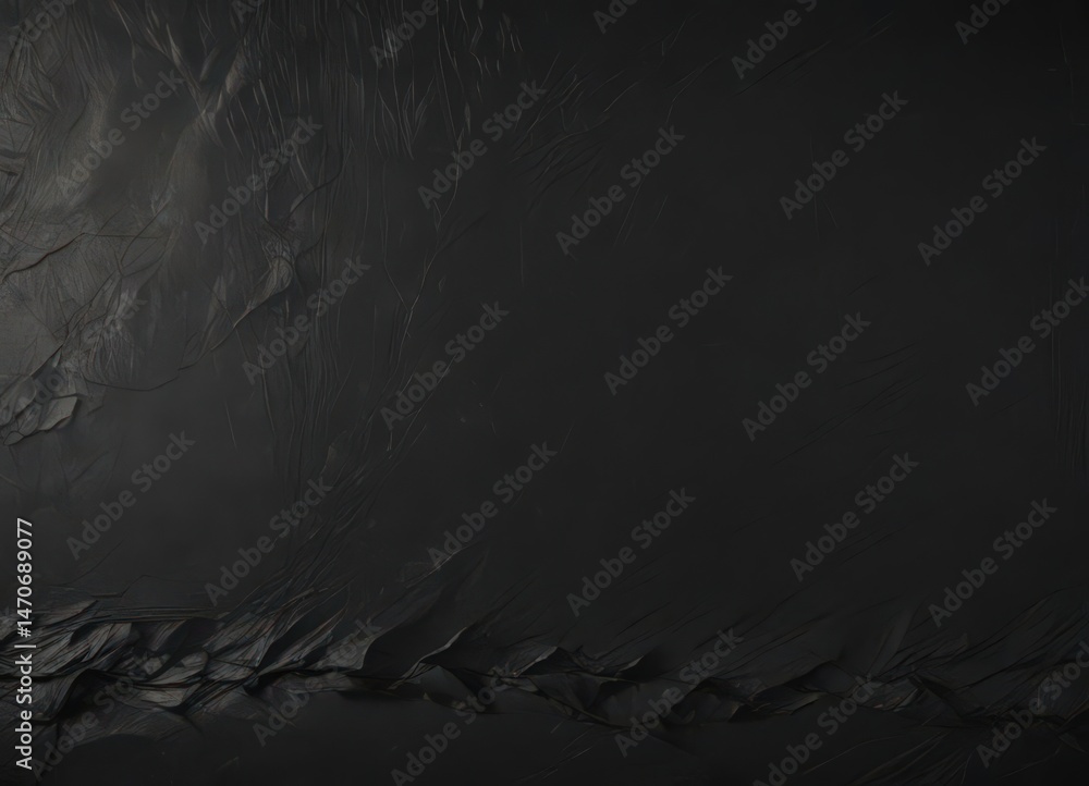 Naklejka premium Aged black paper texture; deep creases, frayed edges , black, photography, overlay