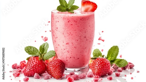 Wallpaper Mural Delicious strawberry smoothie refreshing summer drink recipe tasty healthy food beverage red pink Torontodigital.ca