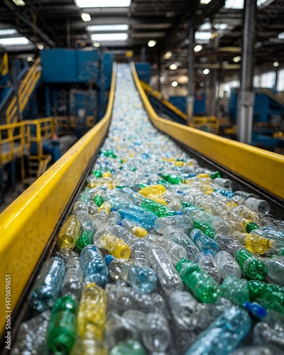 Wallpaper Mural Plastic Bottles on Conveyor Belt in Recycling Plant Torontodigital.ca
