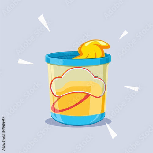 plastic cup with plasticine, vector image, single product, play dough
