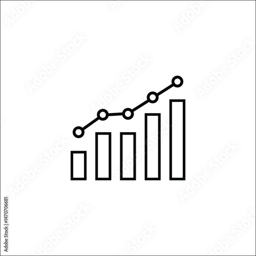Bar Chart with Growth Curve – Business Analytics Vector Icon for Financial Performance, Data Visualization, Corporate Strategy, and Progress Tracking in Minimal Style