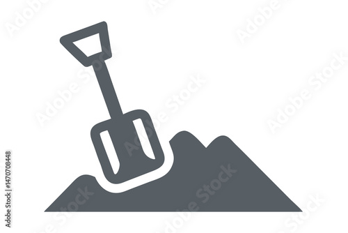 Shovel in dirt icon vector illustration digging gardening tool equipment work