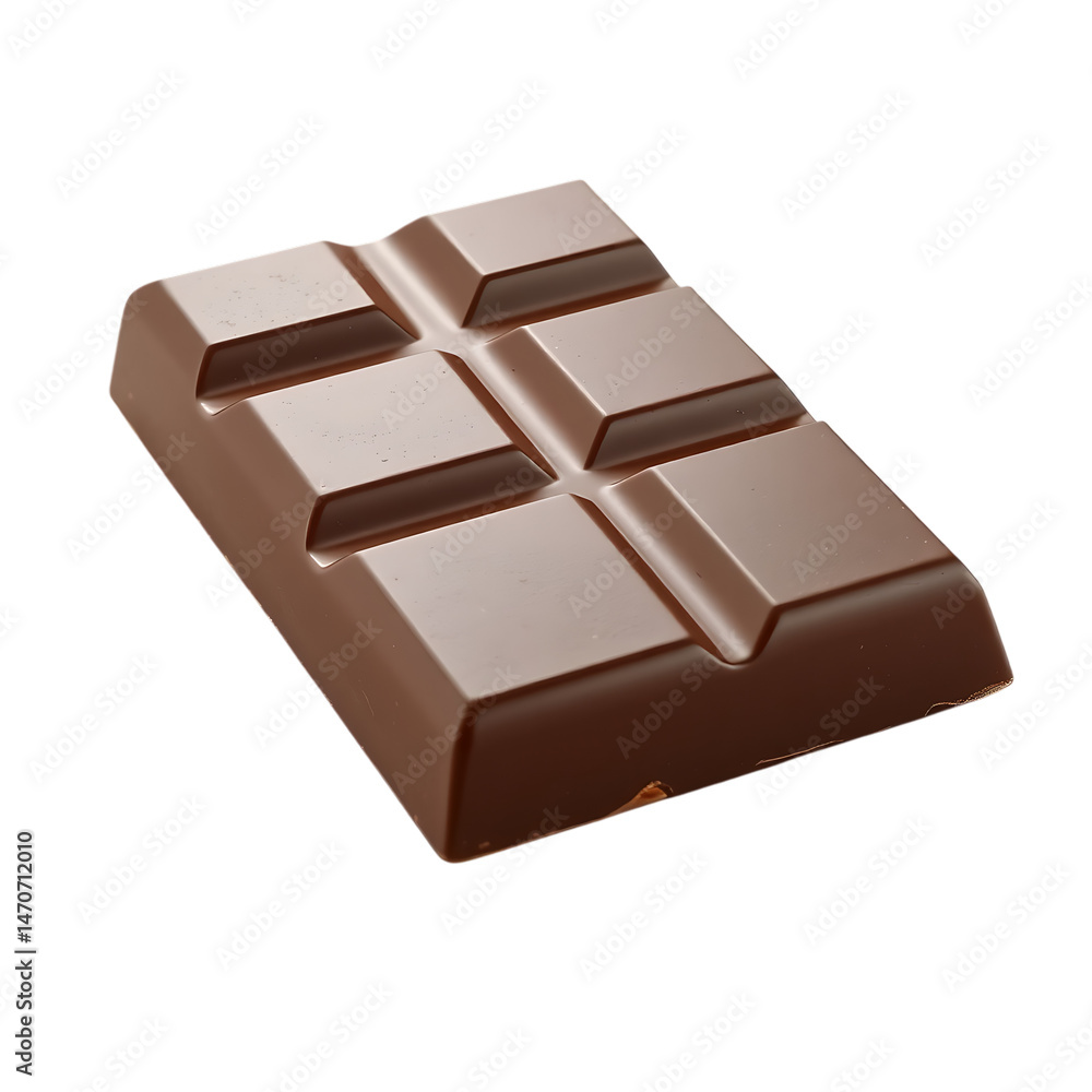 Fototapeta premium Dark Chocolate Bar on Transparent Background Six Squares Sweet Treat