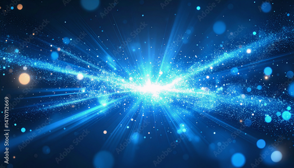 Obraz premium 青く輝くエネルギーの爆発