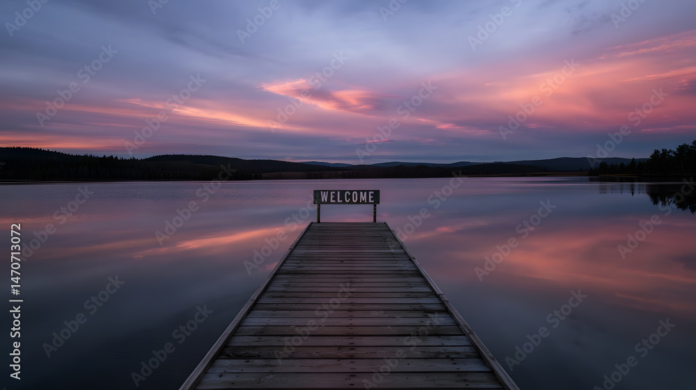 Fototapeta premium Calm Nature View of Lake and Sky