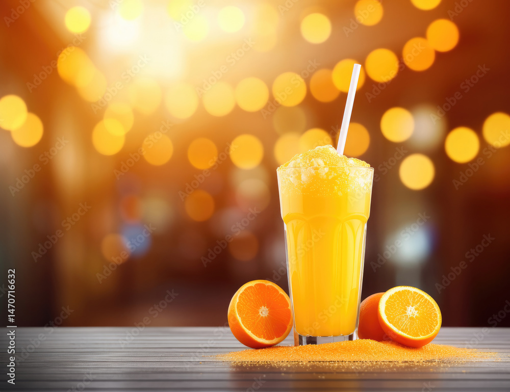 Orange juice in glass with slices