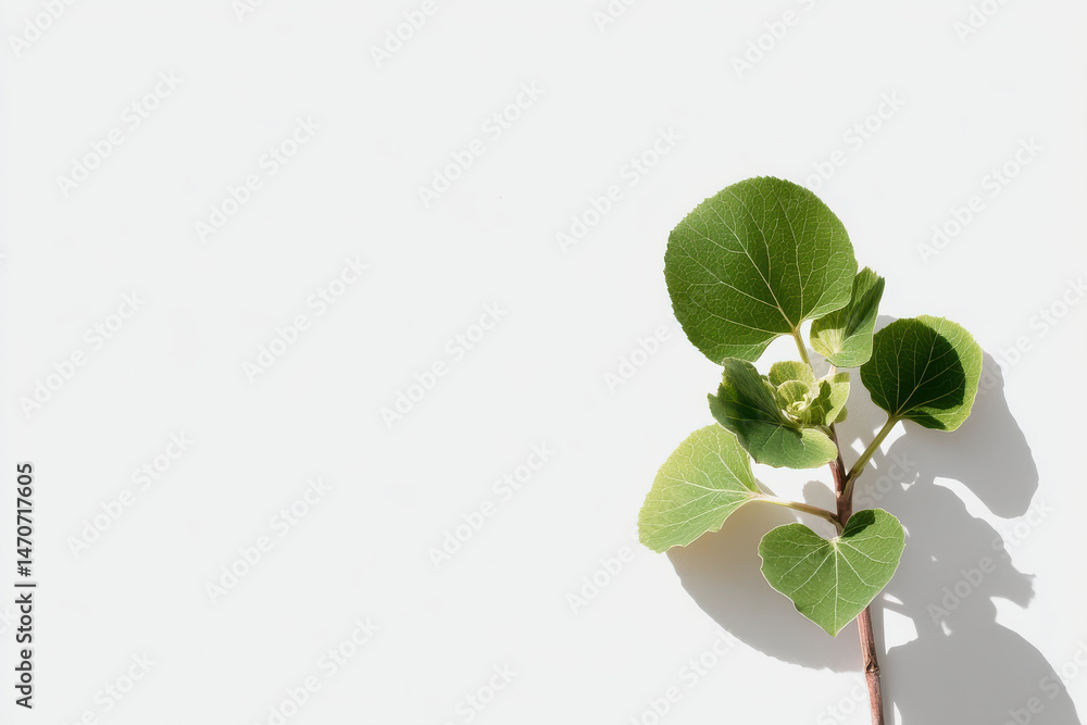 Obraz premium serene green monday scene featuring single vibrant plant against pristine white backdrop
