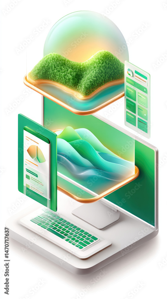 Digital data visualization interface on laptop