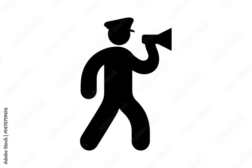 Silhouette of a figure with a megaphone ideal for communication announcement and public spea Silhouette of a figure with a megaphone ideal for communication announcement and public spea