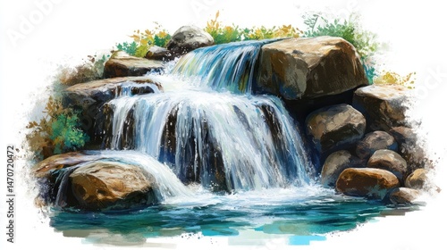 Waterfall cascading over rocks (1)