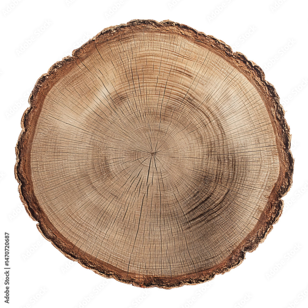 Fototapeta premium Detailed cross-section of tree trunk, showing growth rings in high resolution