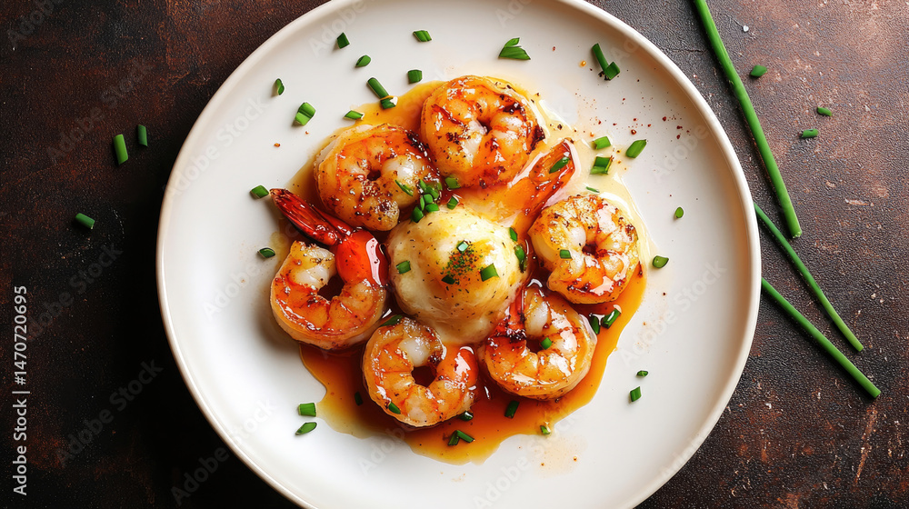 Tasty shrimp dish on plate