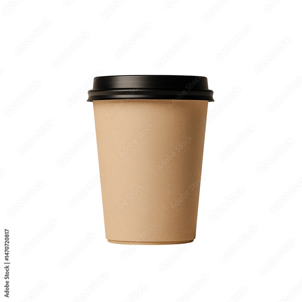 A simple and elegant paper coffee cup with a black lid. The focus is on the clean lines and minimalist design. A simple and elegant paper coffee cup with a black lid. The focus is on the clean lines and minimalist design.