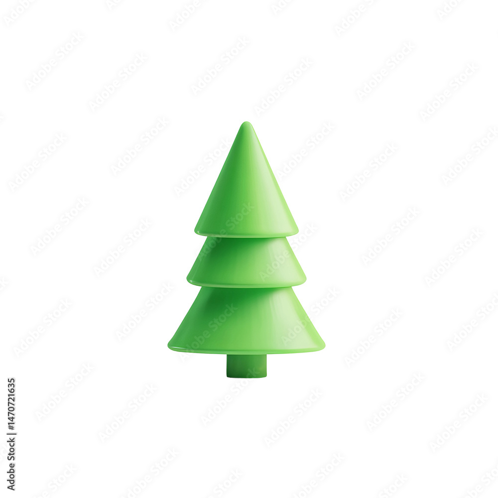 Fototapeta premium Green stylized Christmas tree icon on white background