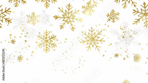 Wallpaper Mural A clean white background is adorned with delicate gold and white snowflakes of varying sizes, creating a beautiful and celebratory winter or holiday-themed image with festive elegance. Torontodigital.ca