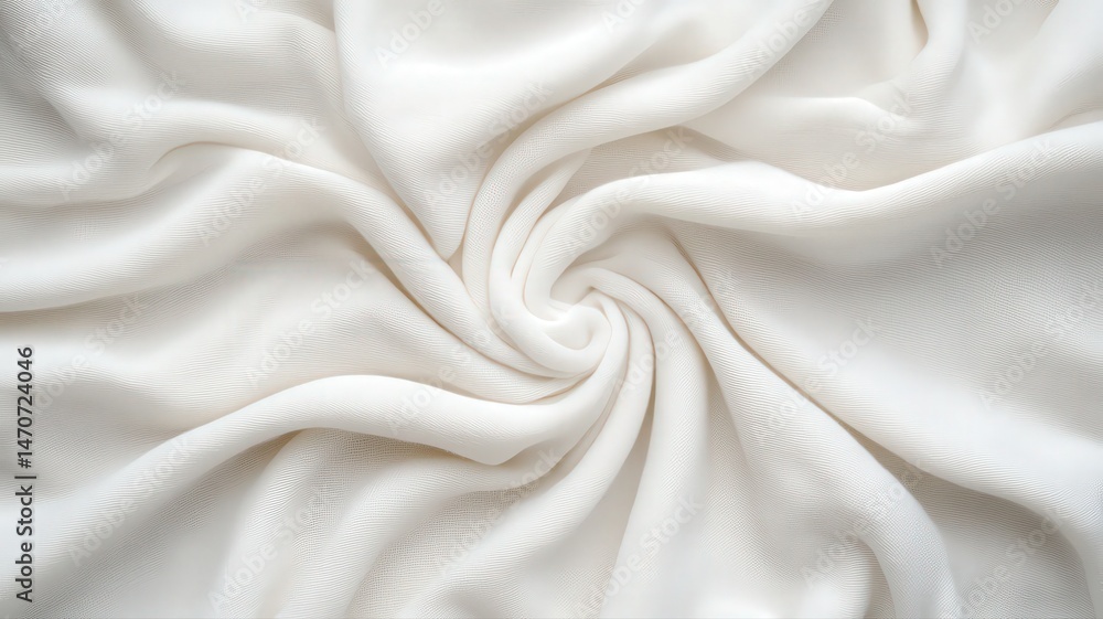Obraz premium Abstract White Fabric Swirl with Delicate Texture Pattern in a Minimalist Style Background
