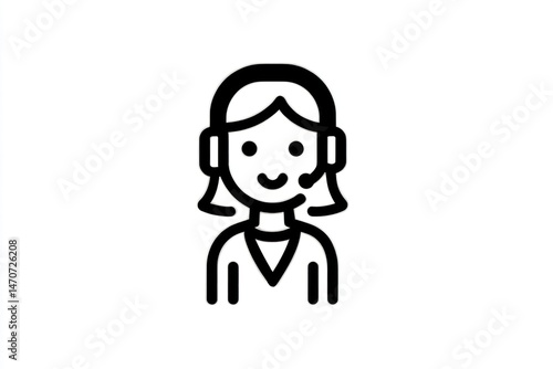 Customer Support Icon with Headset and Friendly Expression