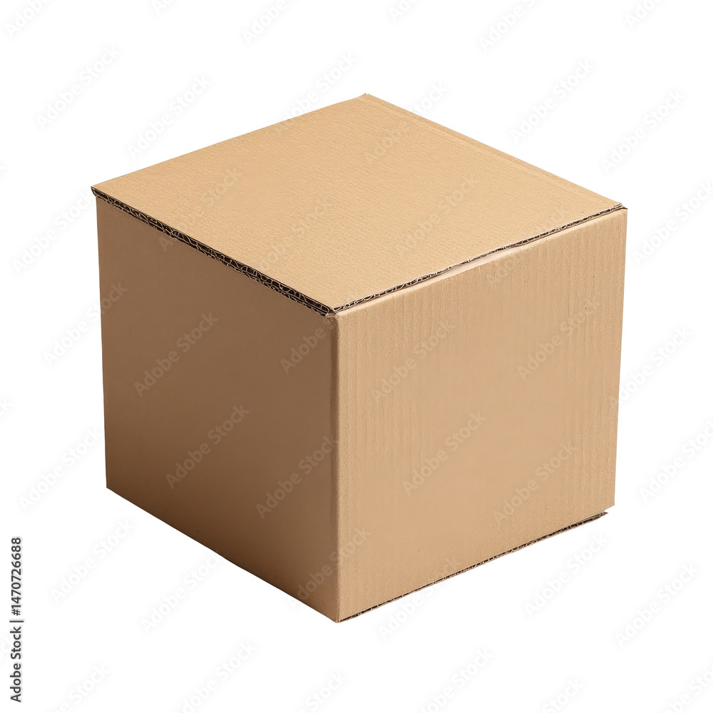Empty closed cardboard box mockup file featuring a simple unbranded design on a transparent background, empty closed cardboard box mockup, file of isolated object with shadow on transparent background Empty closed cardboard box mockup file featuring a simple unbranded design on a transparent background, empty closed cardboard box mockup, file of isolated object with shadow on transparent background