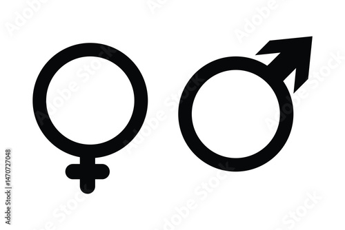 male and female symbols icon on white background.