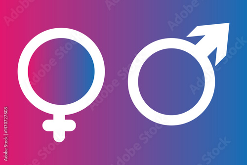 male and female symbols icon on white background.