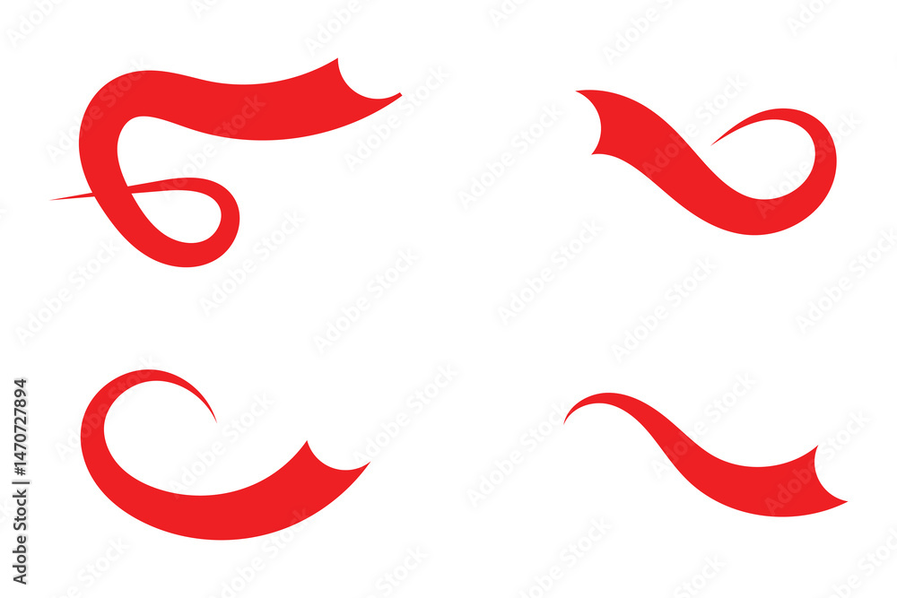 Fototapeta premium set of swash and swoosh tails icon on white background.