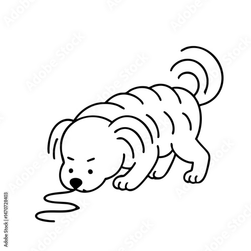 a cute hairy dog sniffing something 