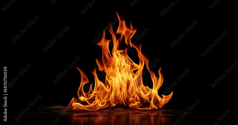 Fototapeta premium Bright orange flames against a dark background.