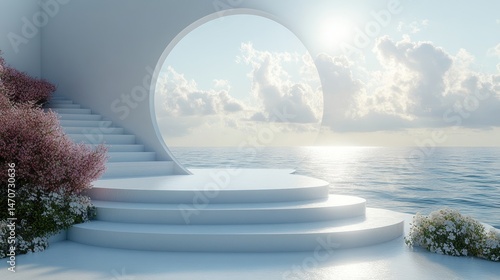 Serene Coastal Minimalism: Steps to Ocean View