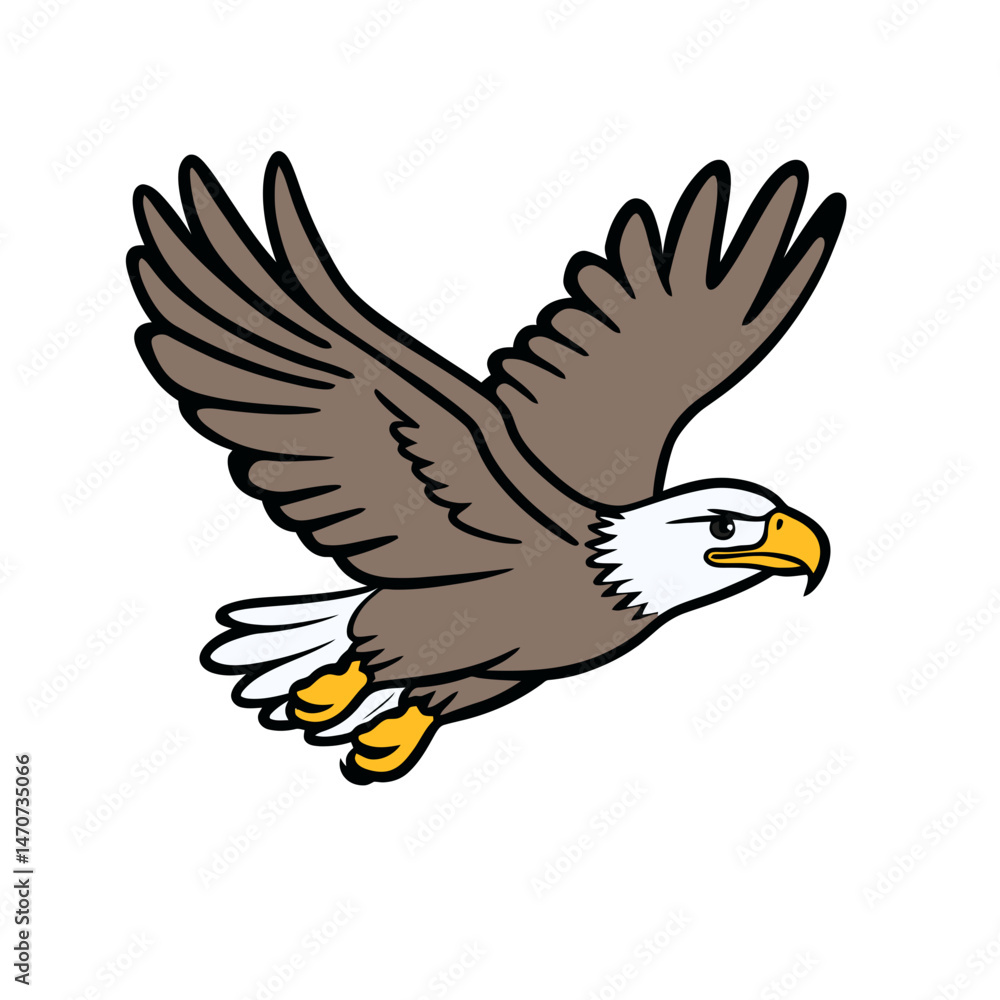 Obraz premium Bald eagle flying icon depicting a majestic bird in motion, showcasing the beauty of wildlife in a minimalistic design