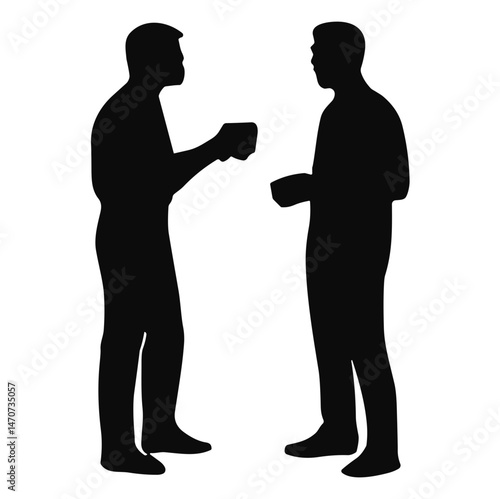 two men standing and talking silhouette