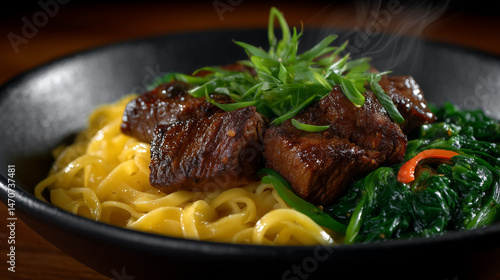 Delicious Beef Noodle Bowl with Fresh Vegetables