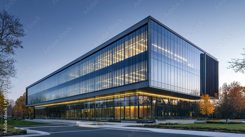A towering glass-clad office building with sleek, angular lines, its modern facade contrasting cleanly against a white background; wide view, professional clarity, corporate modernity. A towering glass-clad office building with sleek, angular lines, its modern facade contrasting cleanly against a white background; wide view, professional clarity, corporate modernity.