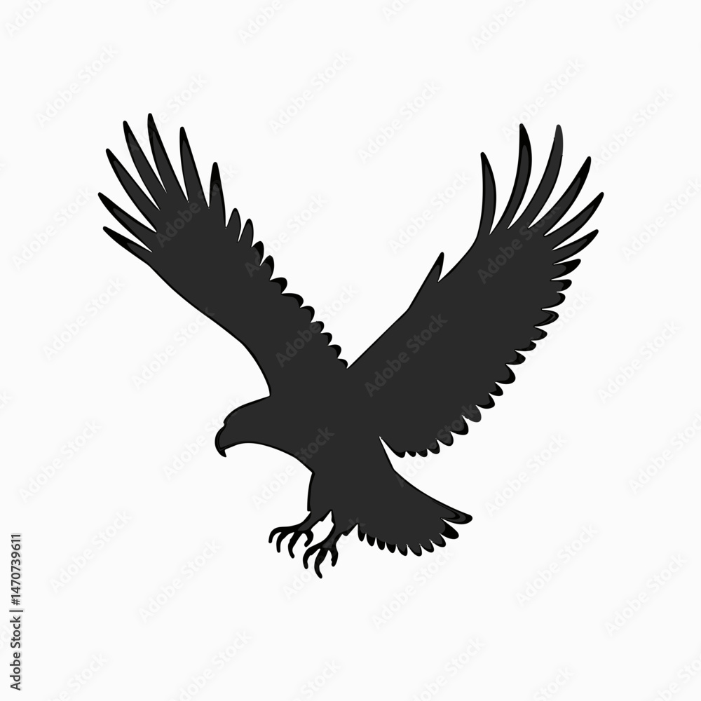 majestic black eagle in flight with white wingtips majestic black eagle in flight with white wingtips