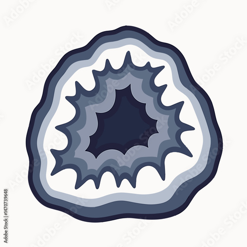 geode stone crystal mineral specimen blue gray purple hole center