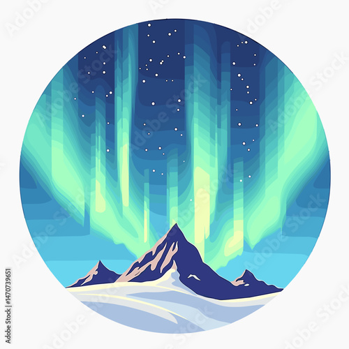 northern lights illuminate snowy mountain range