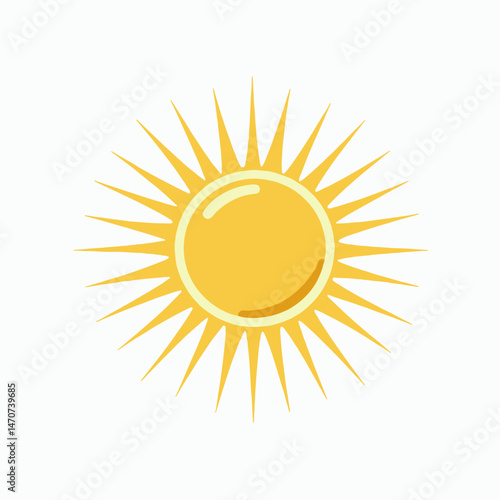 sunshine icon with yellow sun and orange rays on white background